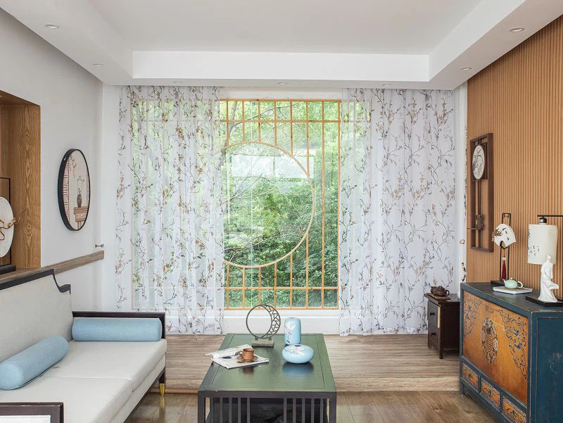 Doli FabricWindow Ekran ak Print Plum Blossom