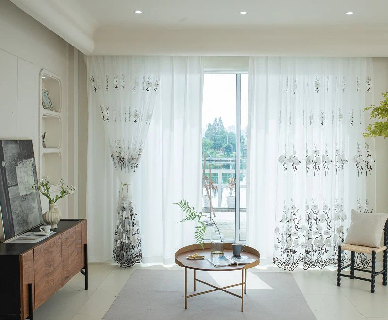 Egzagonal may Chenille brode ekran fenèt